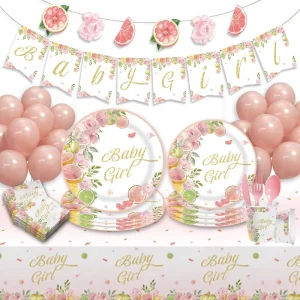 Grapefruit Birthday Party Tableware Fruit Disposable Party Supplies Set Party Paper Plate Cup Napkin