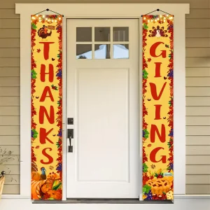 Gratitude Festival Rhyme Circle Pennant Seasonal Celebration Yard House Decoration with Lighting for Fall Family Gathering