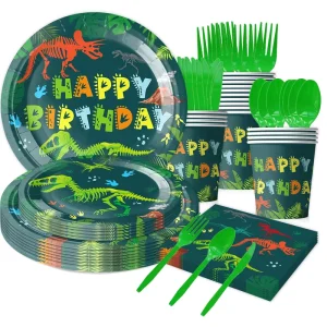 Green Dinosaurs Birthday Party Paper Plates Theme Party Decoration Set Customized Valentine’s Day Easter Christmas Festive Party