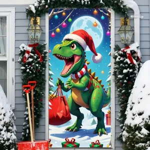 Green Elf Christmas Door Cover Home Party Celebrations Festive Door Banner Holiday Hanging Banners Customizable