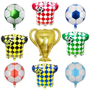 Green Football Champion Trophy Balloon Set Thick Metallic Adult Birthday Party Decoration