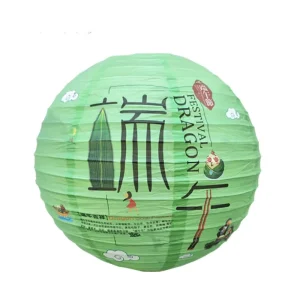 Green Series Chinese Paper Lanterns Traditional Hanging Ornaments for Dragon Boat Festival Scene Decor