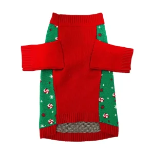 Green Shark Xmas Dog Knit Sweater Stretch Rib Cuff Ugly Holiday Pullover Santa Hat Shark Design Puppy Warm Photo Costume Outfit