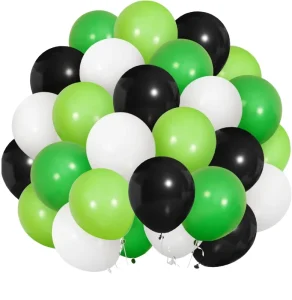 Green & White Latex Party Balloon Set Decorations for Christmas Halloween & Birthdays
