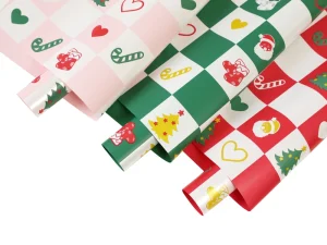 Grid Christmas Elements Gift Wrapping Paper for Holiday Gift Packaging