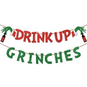 Grinchsgreenthemed New Year Decoration Banner Christmas Flag for Chinese New Year Parties Party Decorations