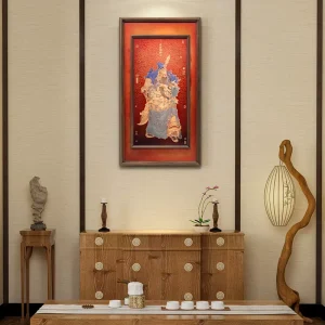 Guan Gong Portrait Movable Hanging Painting Brass Core Handmade Carving Historical Figure Wall Art