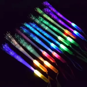 H-06611 TMST LED Fiber Optic Stick Colorful Light Button Switch Wand Parties 3 Flashing Models Indoor Adult New Year Decorations