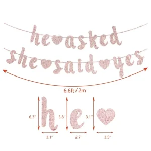 HE ASKED SHE SAID YES Wedding Engagement Bachelorette Party Glitter String Banner
