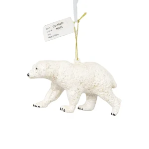 HIPS White Glitter Polar Bear Christmas Ornament Decoration