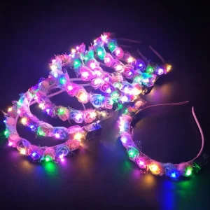 Hair Accessories Colorful Led Light up Flower Crown Headband Glowing Flower Head Band