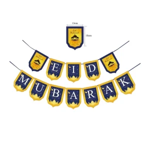 Hajj Ramadan Party Decorations Celebrations Happy Eid Mubarak Paper Flag Banner