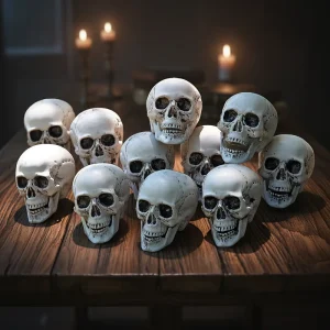 Halloween 12 Piece Skulls Indoor Outdoor Prop Table Top Accessory for Haunted House Party All Saint Day Wall Decorations