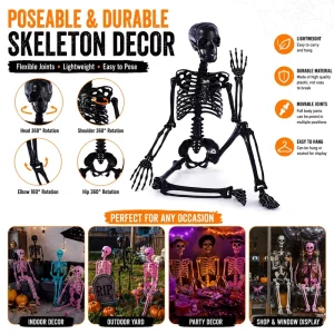 Halloween 3FT Colorful Hanging Skeleton with Human Skull Prop