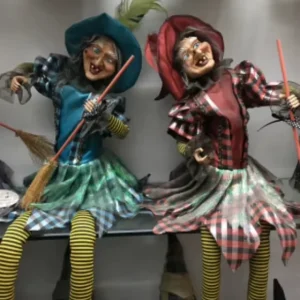 Halloween Animated Haunted Witch Props with Glowing Eyes New Year Hanging Decoration That Lights up