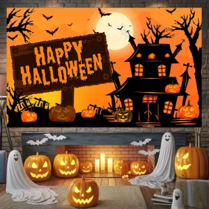 Halloween Backdrop Holiday Party Decorative Hanging Polyester Cloth Ghost Festival