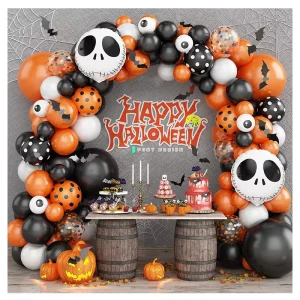 Halloween Balloon Chain Set Party Decoration Balloon Purple Ghost Festival Ghost Bat Background Set