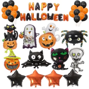 Halloween Balloon Set for Mall Party Decorations Ghost Festival Pumpkin Head Black Bat Letter Balloon Combo Aluminum Film