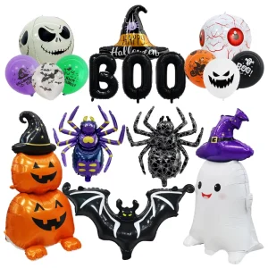 Halloween Banner Theme Spider Foil Balloons Ghost Bat Pumpkin Cartoon Inflatable Helium Balloon for Festival Party Decoration