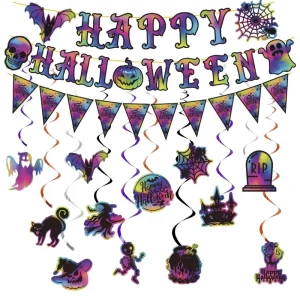 Halloween Banners and Flowers Decoration Supplies Happy Halloween Pumpkin Spider Bat Spiral Pendant BS084