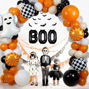 Halloween Black Orange Latex Balloon Garland Kit BOO Ghost Foil Balloons Halloween Party Decor