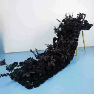 Halloween Black Rose Silk Artificial Flowers Modern Runner Row Aisle Arch Wedding Decorations Custom Orders Available
