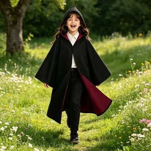 Halloween Boy and Girl Cape Magician Costume Black Children’s Role playing Red Cape Costume