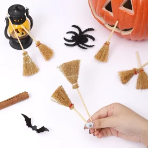 Halloween Broomstick Mini Witch Broomstick Grass Witch Prop Ornament