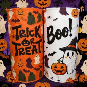 Halloween Candy Bags Pumpkin Buckets Party Decorations Baskets Oxford Cloth Cylindrical Indoor Use Single Layer JD