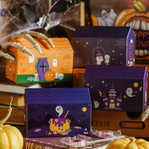Halloween Cardboard Gift Box House Style Candy Box Trick or Treat Kids Candy Paper Box Halloween Decorations