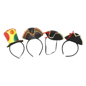 Halloween Caribbean Pirate Mini Hat Feather Headband Cosplay and Party Decorations Hair Accessory