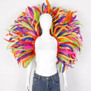 Halloween Carnival Feather Shawl Cloak Performance Ball Party Role Play Gothic Dark Scarf Neck Warmer Women’s Adult