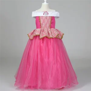 Halloween Carnival Girl Christmas Princess Birthday Party Fancy Dress Cosplay & Birthday Party Costume with Gold Lace