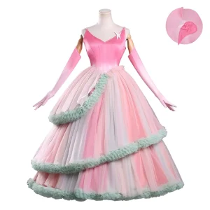 Halloween Christmas Carnival Party Glinda Cosplay Multi layered Pink Gradient Evening Gown Costume RMOV 013