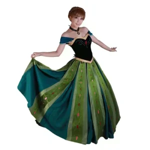 Halloween Christmas Cosplay Fancy Dress Coronation S 2XL Anna Princess Dress Adult
