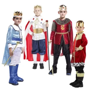Halloween Christmas Cosplay Party Outfits Fancy Dress Kids Boys Medieval Prince Boy King Costume