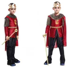 Halloween Christmas Cosplay Party Outfits Fancy Dress up Kids Boys Medieval Prince Boy King Costume