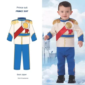Halloween Christmas Cosplay Party Outfits Fancy Dress up Kids Boys Medieval Prince Boy King Costume