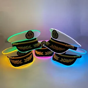 Halloween Cool Luminous Navy LED Plastic Digital Printed Hat Men Women Cosplay Costume Props Captain Night Party Favors