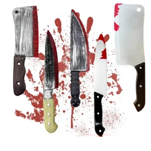 Halloween Costumes Party Decorations Bloody Knife Blow Molded Plastic Toy Horror Scary Luminous Blade Blood Prank Weapon