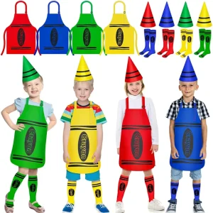 Halloween Crayon Echo Polyester Men’s Costume Apron Socks Funny Tapered Hat Family Dress Set LP128