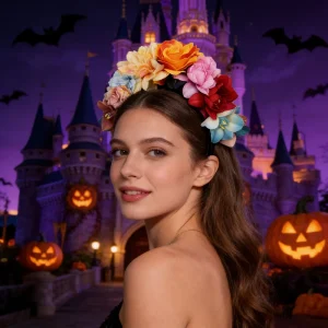 Halloween Day of the Dead Large Rose Flower Headband Floral Hair Band Wedding Party Decor