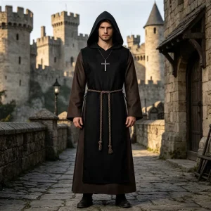 Halloween Death God Cosplay Dark Hooded Robe Retro Cape Party Role playing Costume