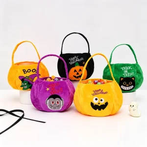 Halloween Decoration Bucket Candy Pumpkin Face Trick Treat Basket Halloween