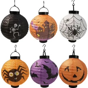 Halloween Decoration Supplies Haunted House bar Atmosphere Decoration Props LED Handheld Pumpkin Paper Lanterns