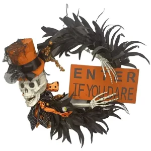 Halloween Decoration Wreath with LED Ghost Festival Party Door Hanging Decoration