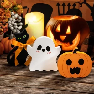 Halloween Decorations Cute Ghost Pumpkin Wooden Ornaments Elegant Holiday Crafts