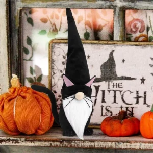 Halloween Decorations Gnome Faceless Doll and Kitty Ornaments for Halloween Party Atmosphere Props