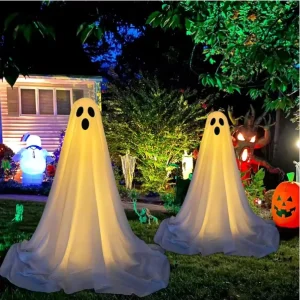 Halloween Decorations Outdoor Large LED Lighted White Cloth Ghosts Cute Light Halloween Party Home Porch Yard Decorations
