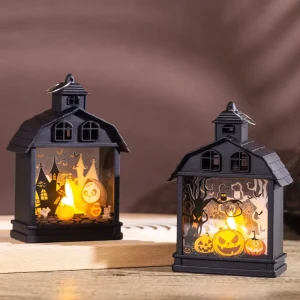 Halloween Decorations Retro Haunted House Night Light Pumpkin Lantern Skeleton Ornament Creative Horror Atmosphere Party Props